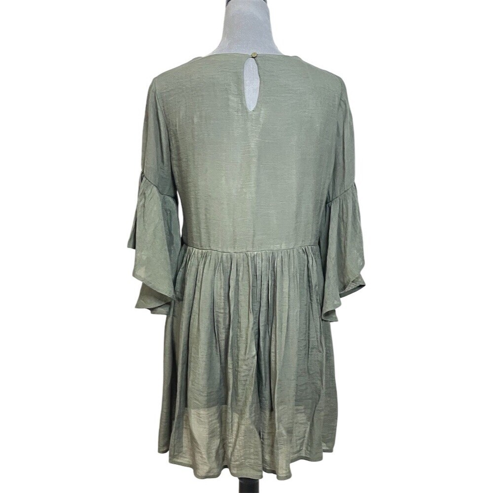 Altar'd State Dress Womens S Olive Green Boho Floral Embroidered Babydoll Tunic - Picture 5 of 11